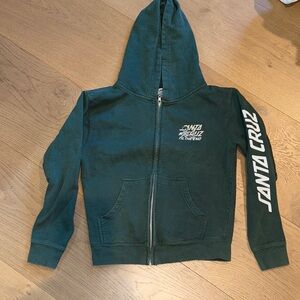 Santa Cruz Skateboards Kids Green Medium Zip-Up Hoodie